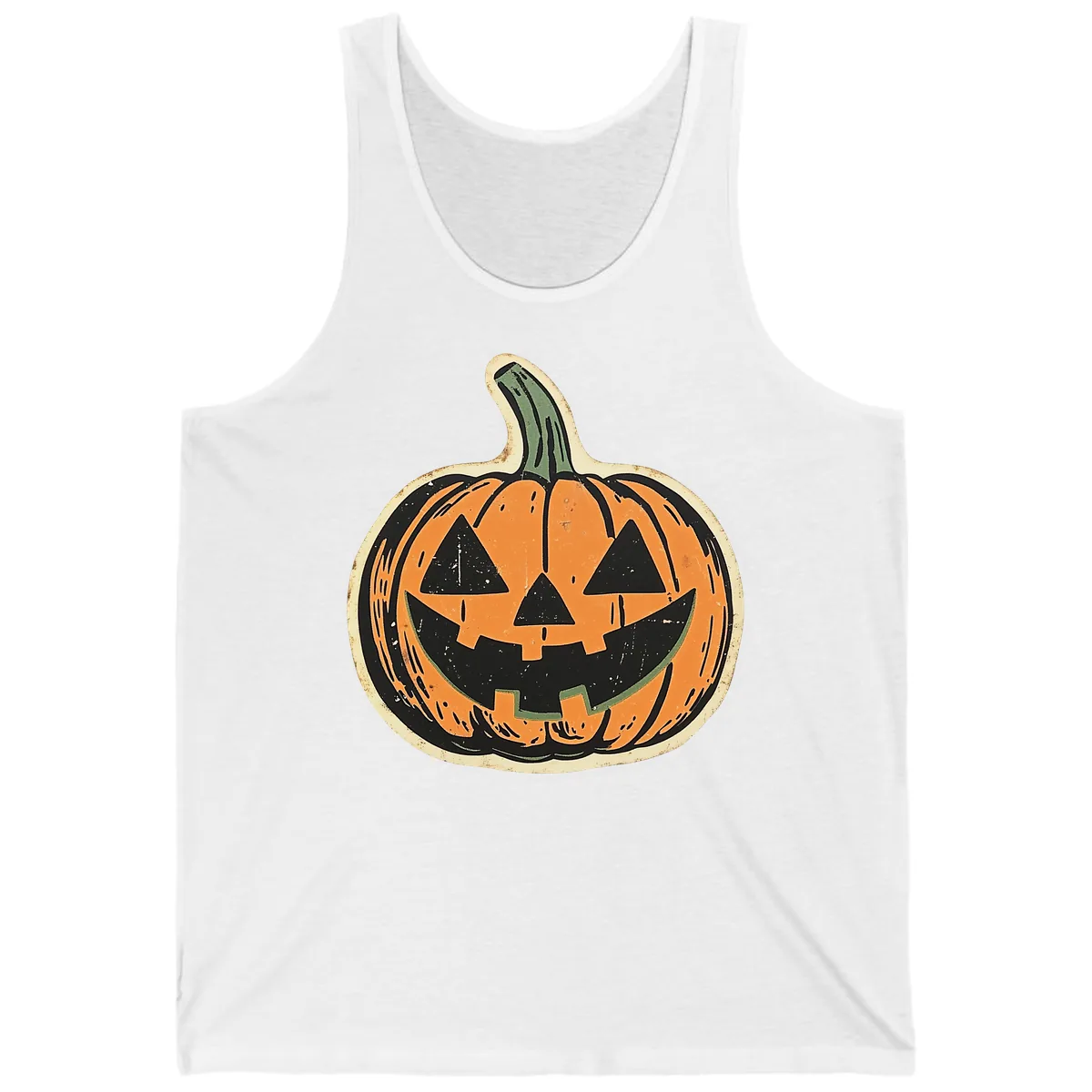 Vintage Jack-o'-Lantern Halloween Cutout Tank in White