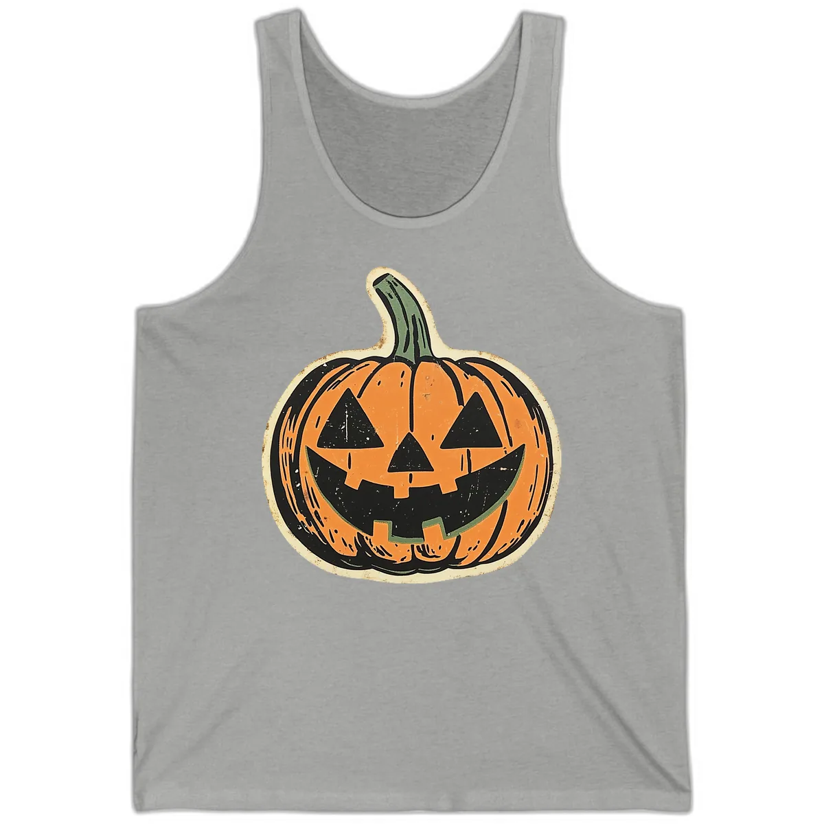 Vintage Jack-o'-Lantern Halloween Cutout Tank in Athletic Heather