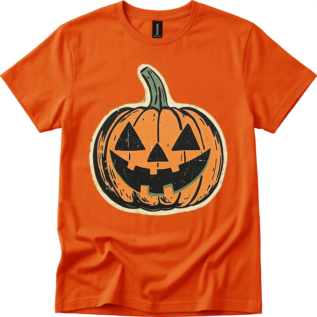 Vintage Jack-o'-Lantern Halloween Cutout T-Shirt in Orange