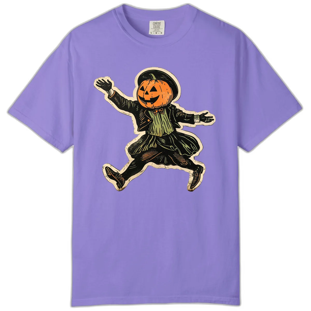 Dancing Pumpkin Man Halloween Comfort Color in Violet