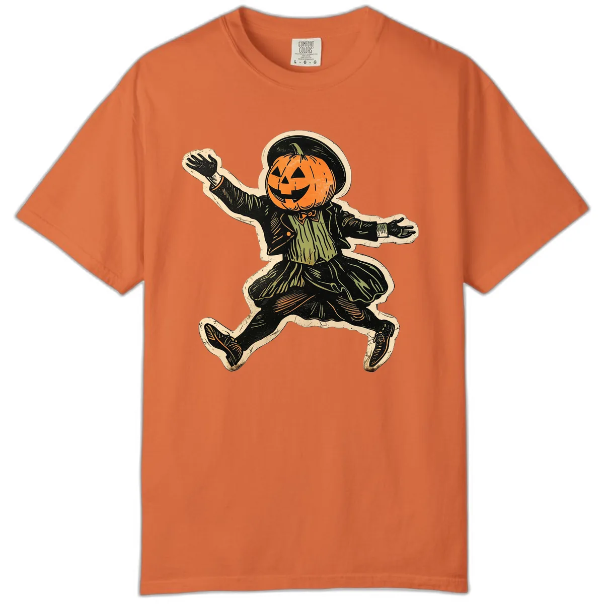 Dancing Pumpkin Man Halloween Comfort Color in Burnt Orange