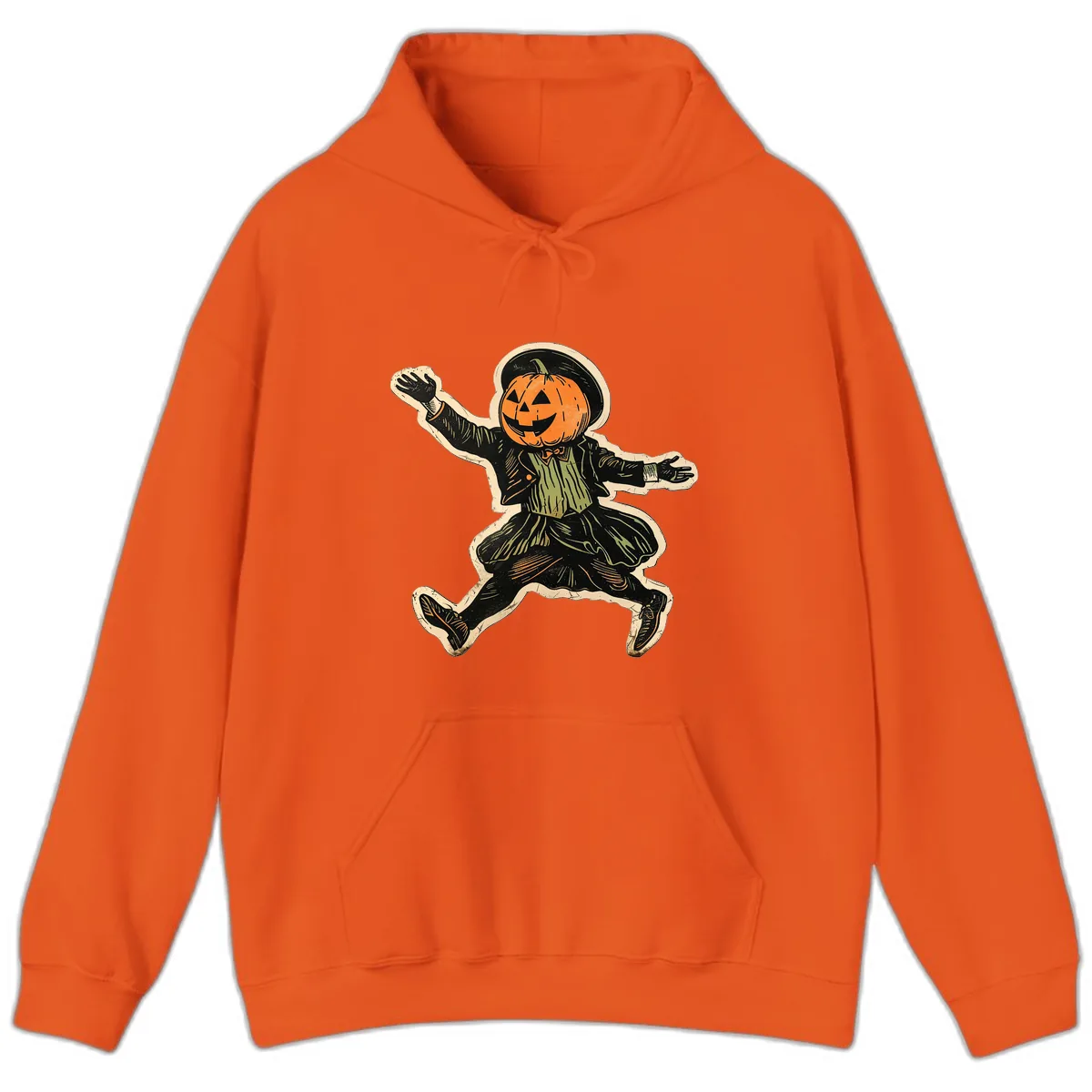 Dancing Pumpkin Man Halloween Hoodie in Orange