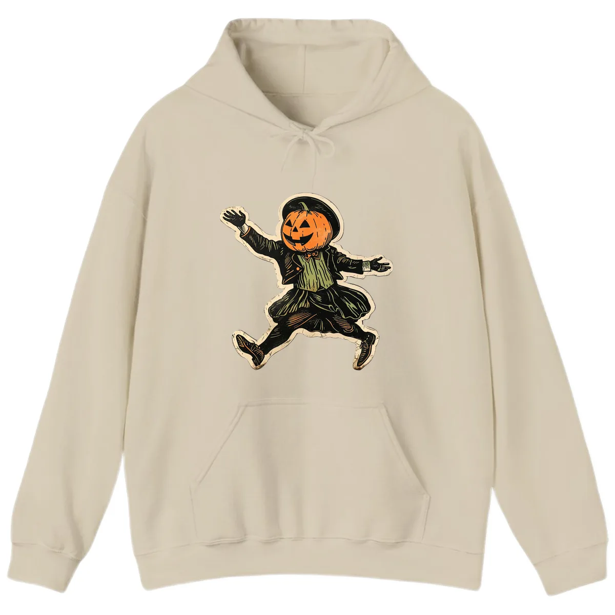 Dancing Pumpkin Man Halloween Hoodie in Sand