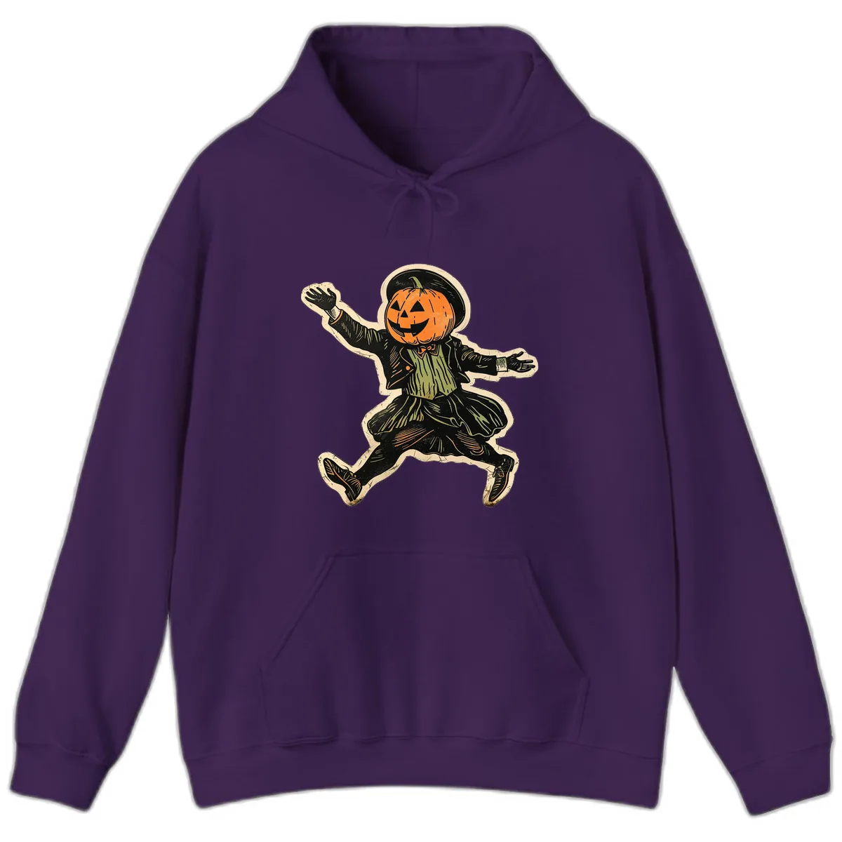 Dancing Pumpkin Man Halloween Hoodie in Purple