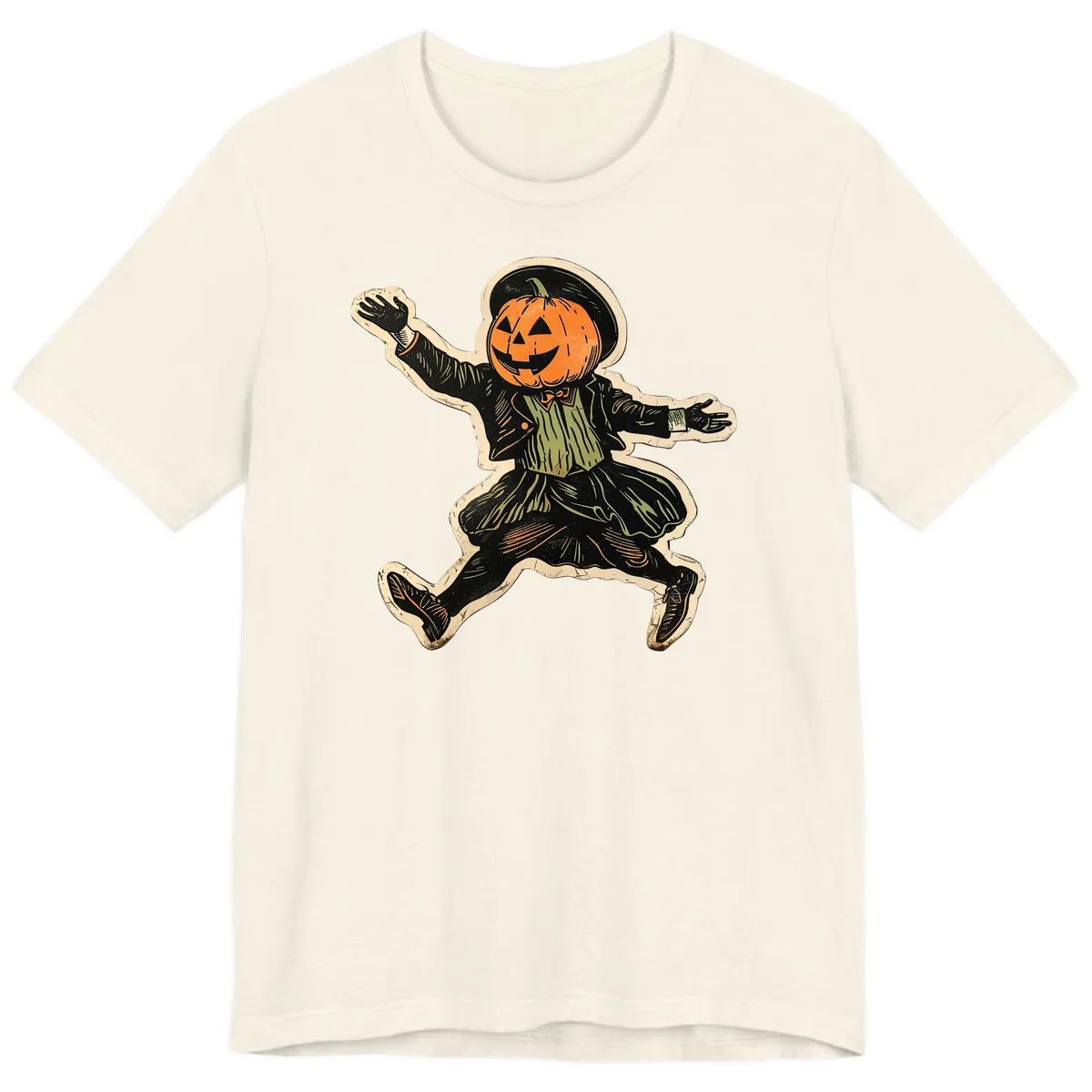 Dancing Pumpkin Man Halloween Premium T-Shirt in Natural