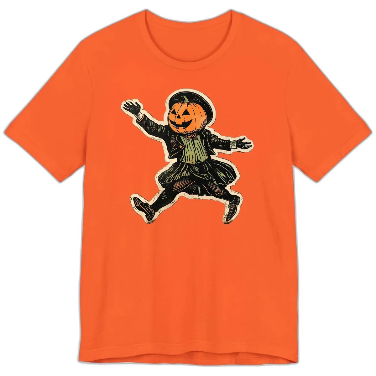 Dancing Pumpkin Man Halloween Premium T-Shirt in Orange