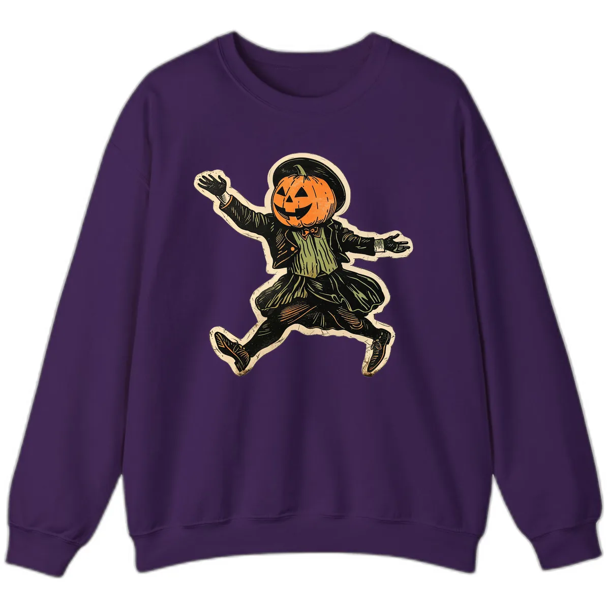 Dancing Pumpkin Man Halloween Sweatshirt in Purple