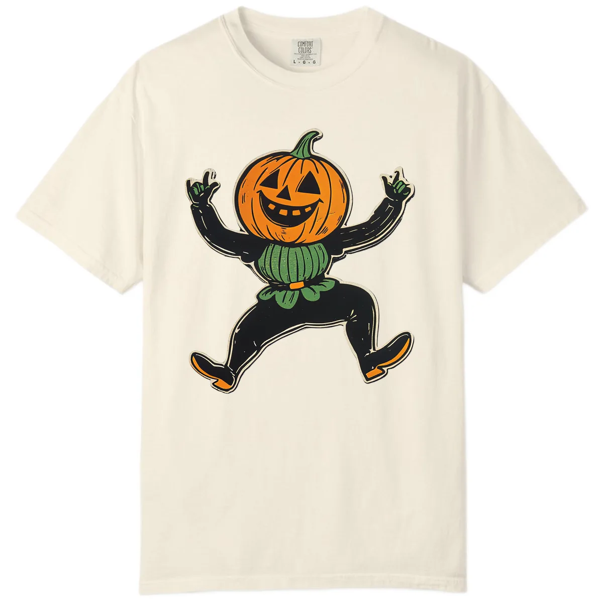 Dancing Jack-o'-Lantern Halloween Character Comfort Color in Ivory