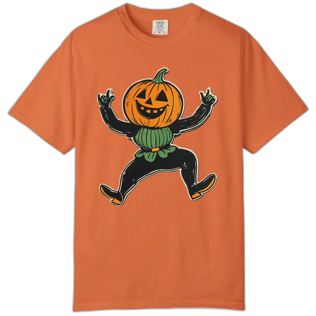 Dancing Jack-o'-Lantern Halloween Character Comfort Color in Burnt Orange