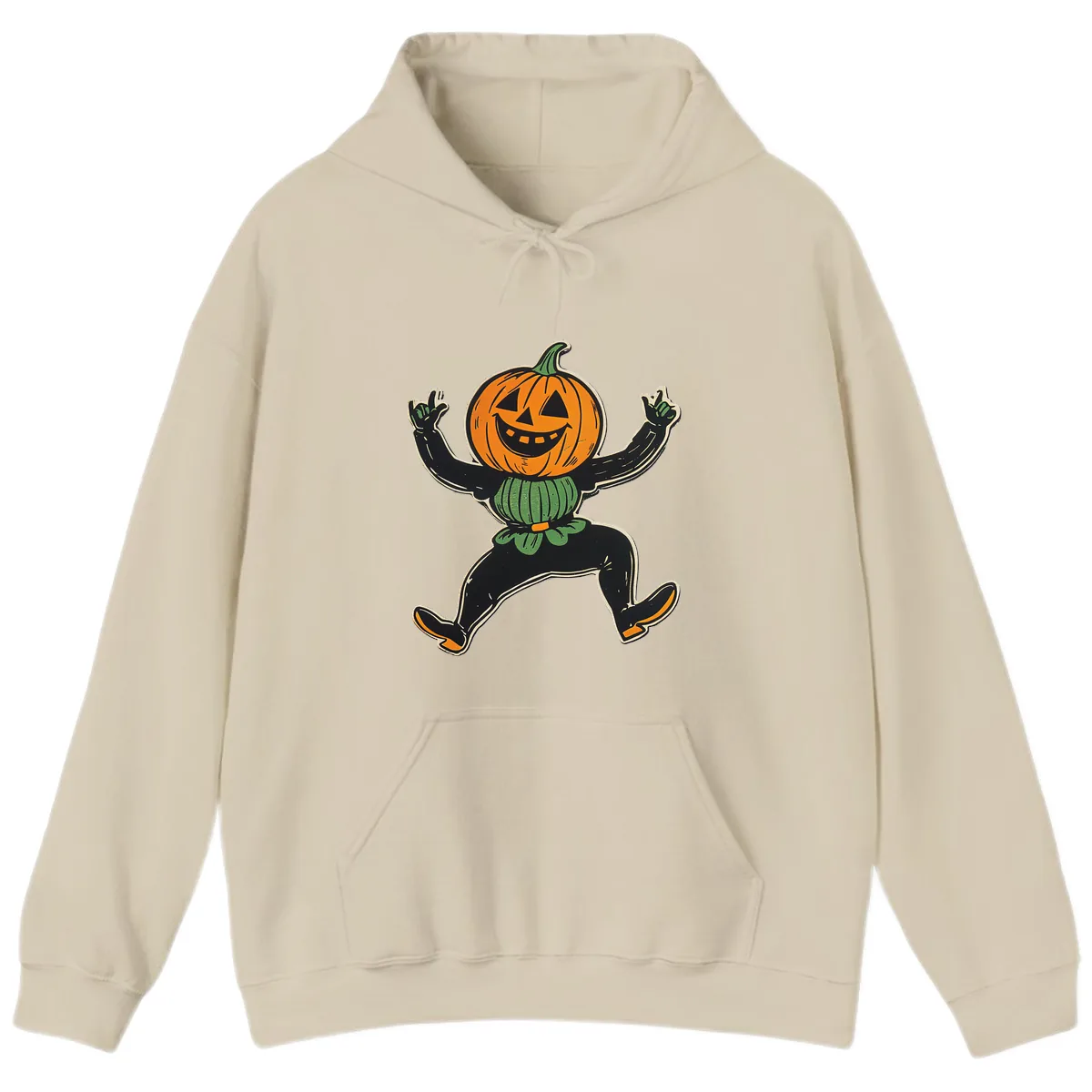 Dancing Jack-o'-Lantern Halloween Character Hoodie in Sand