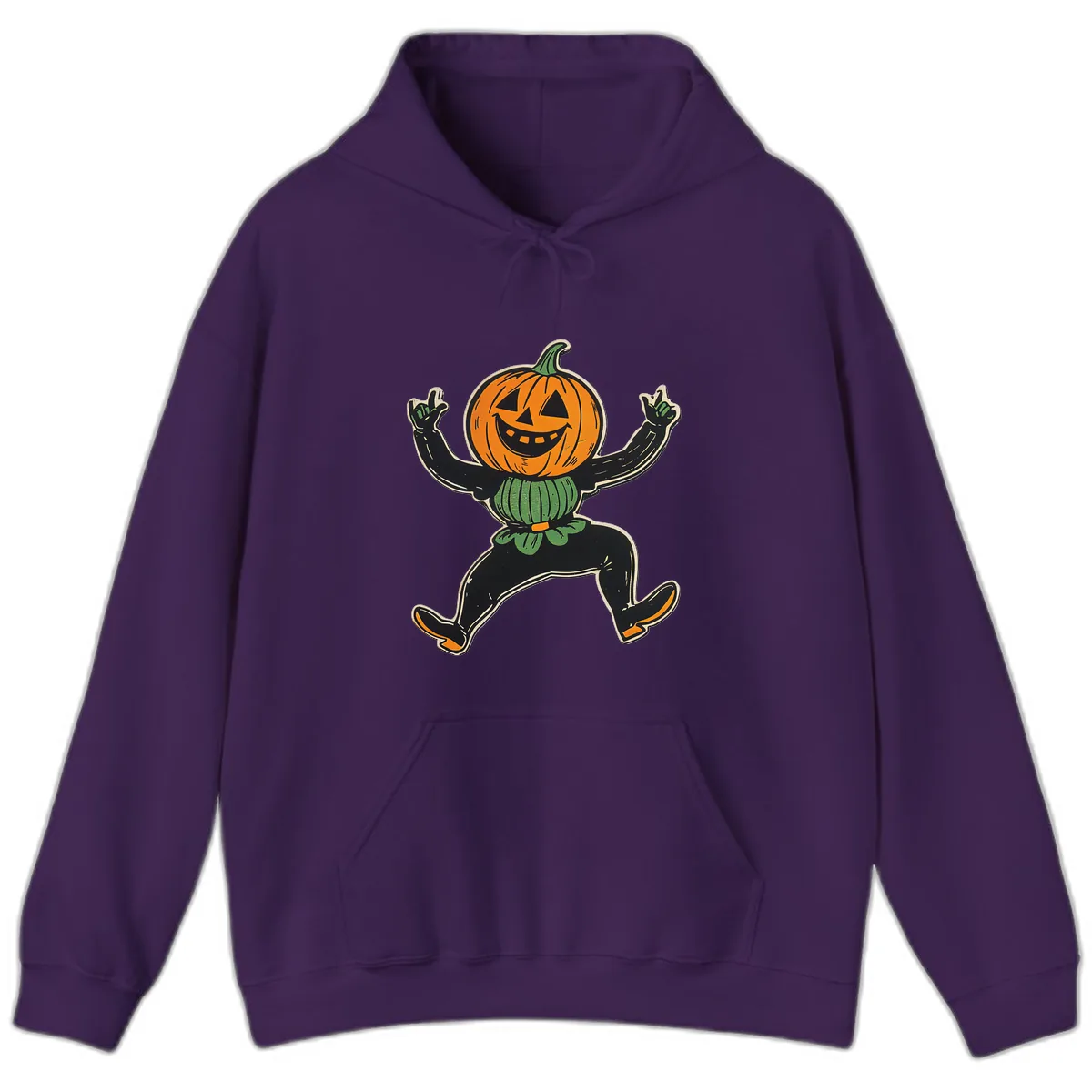 Dancing Jack-o'-Lantern Halloween Character Hoodie in Purple