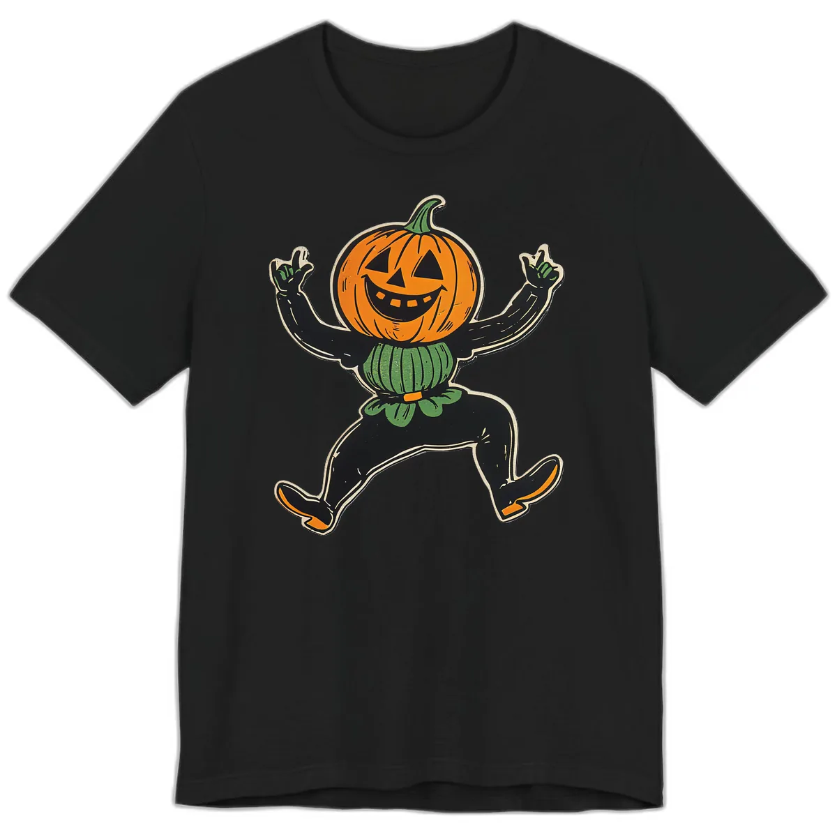 Dancing Jack-o'-Lantern Halloween Character Premium T-Shirt in Black