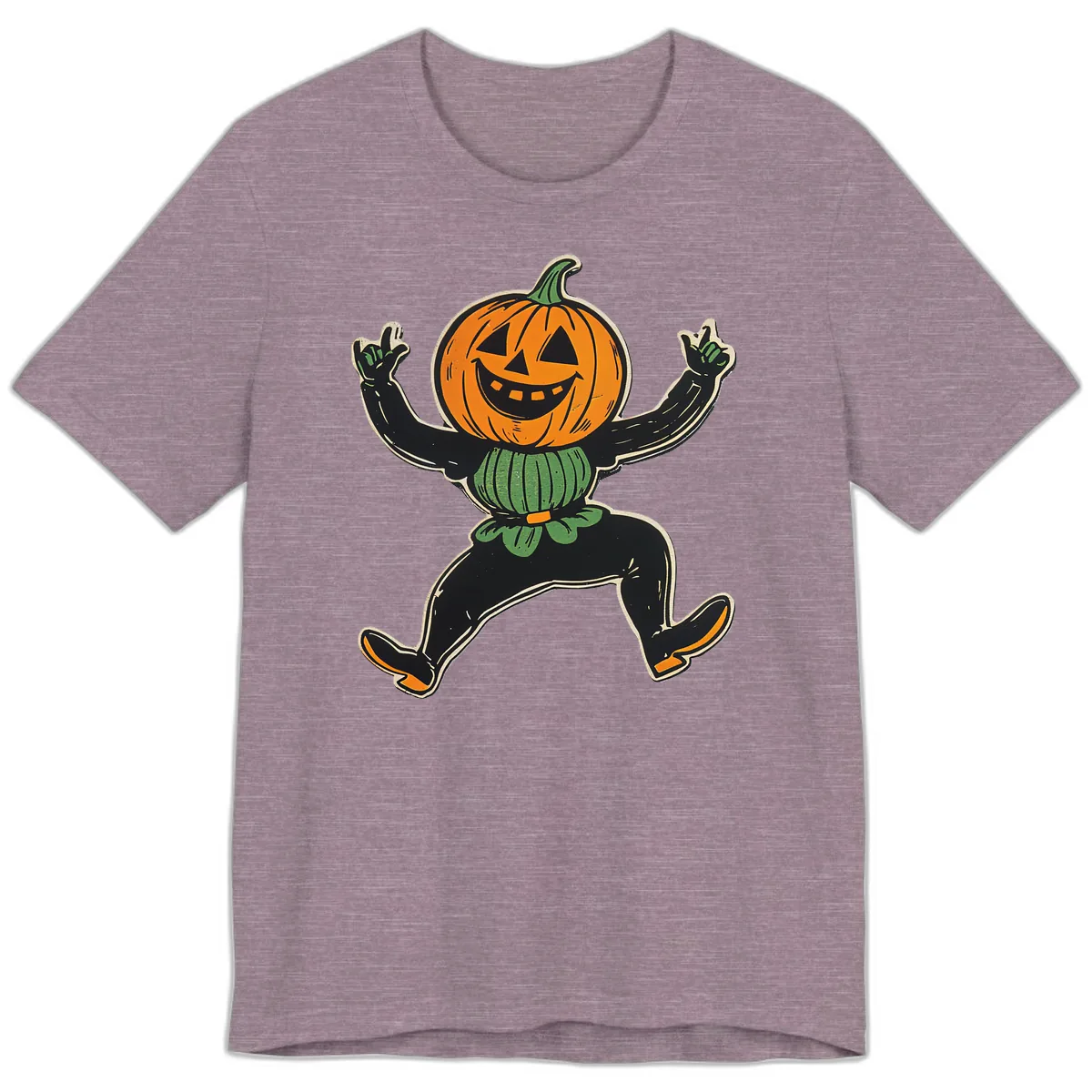 Dancing Jack-o'-Lantern Halloween Character Premium T-Shirt in Heather Purple
