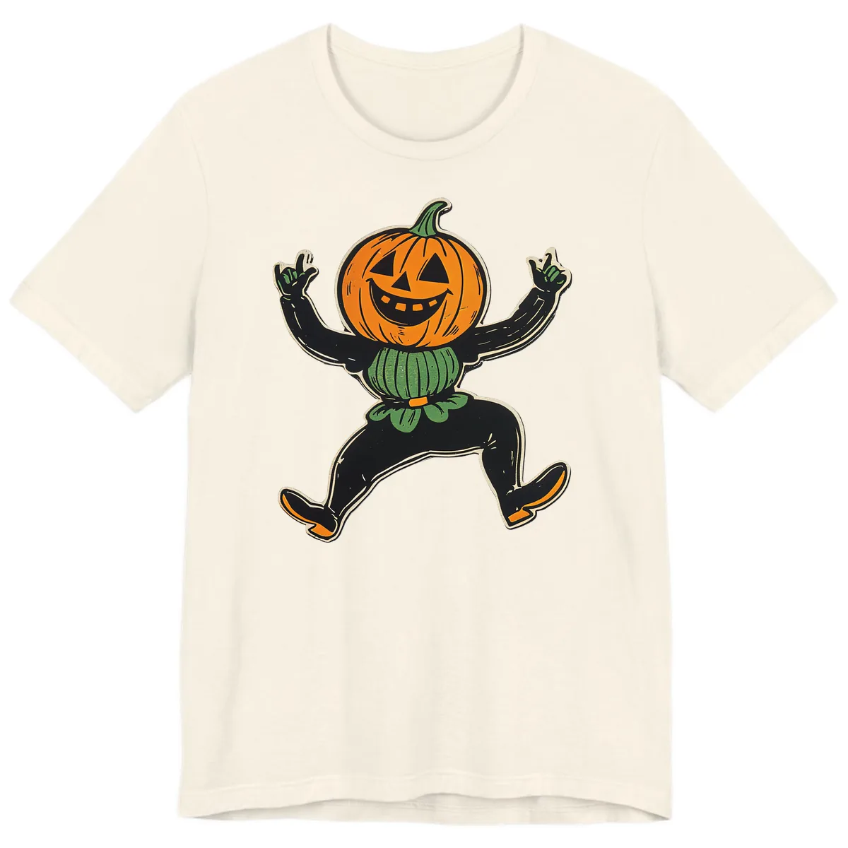 Dancing Jack-o'-Lantern Halloween Character Premium T-Shirt in Natural