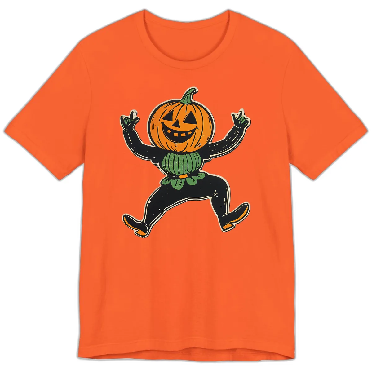 Dancing Jack-o'-Lantern Halloween Character Premium T-Shirt in Orange