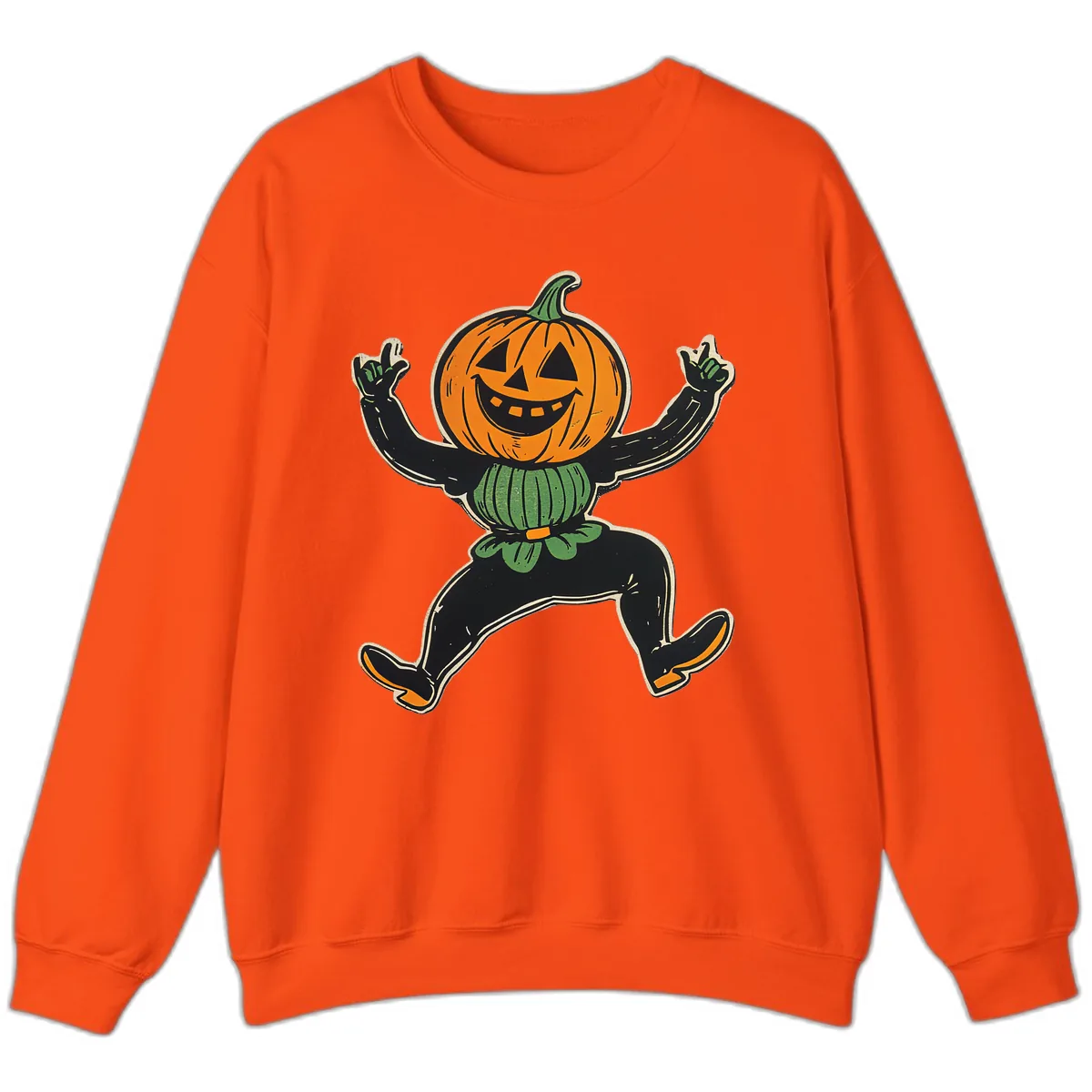 Dancing Jack-o'-Lantern Halloween Character Sweatshirt in Orange