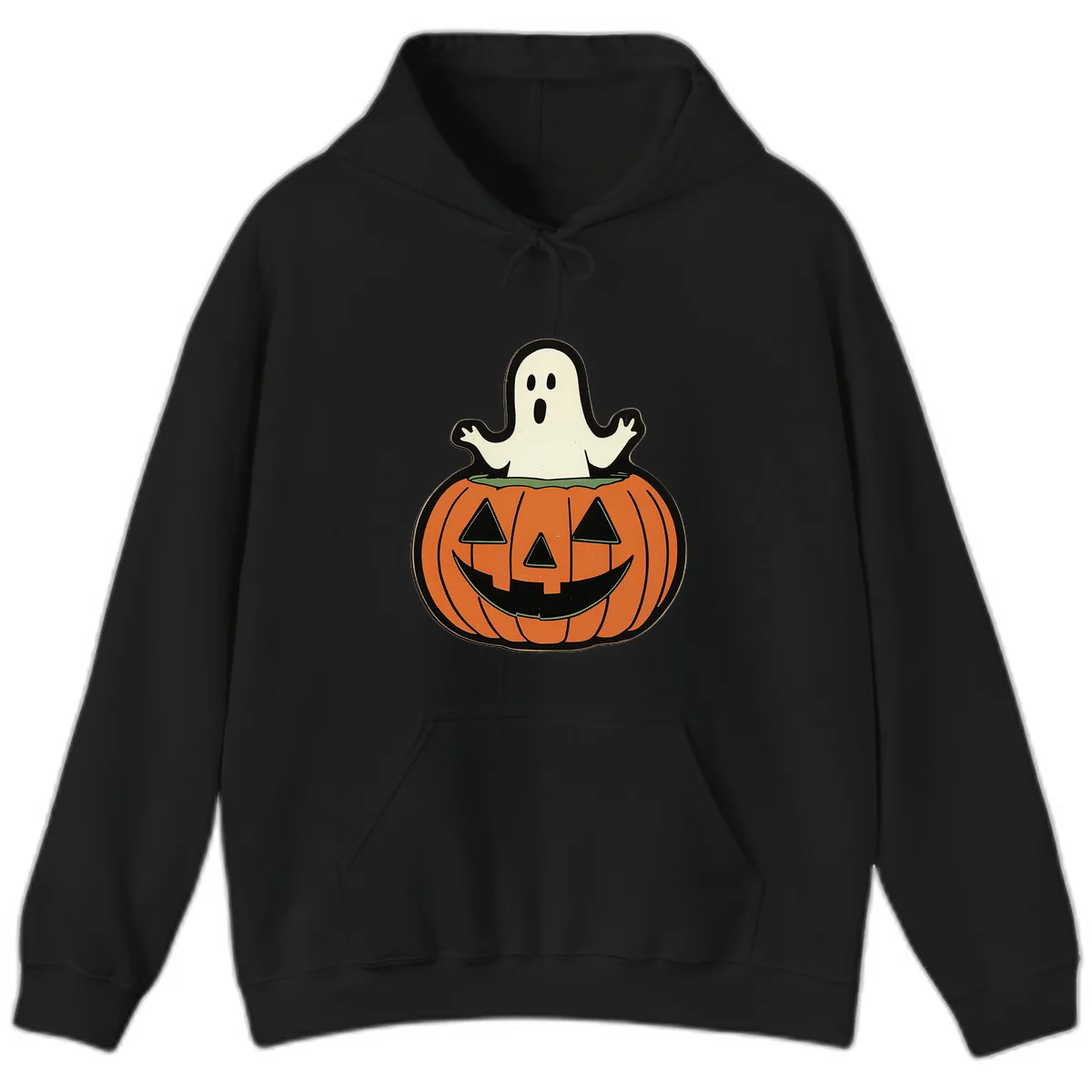 Ghost In Pumpkin Patch Hoodie in Black