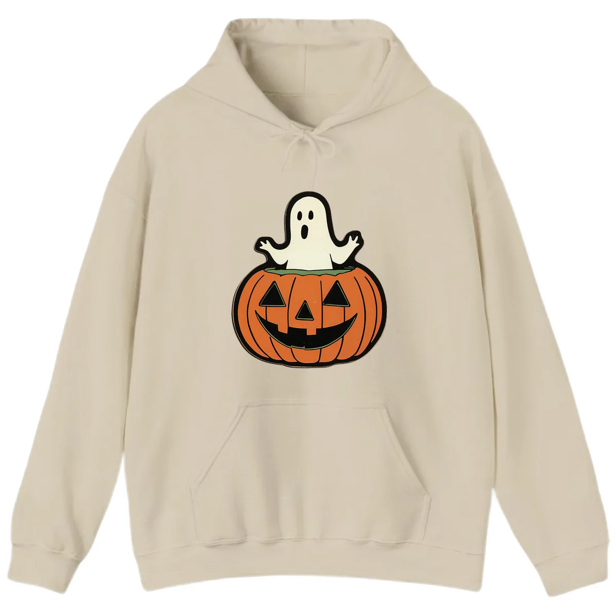 Ghost In Pumpkin Patch Hoodie in Sand