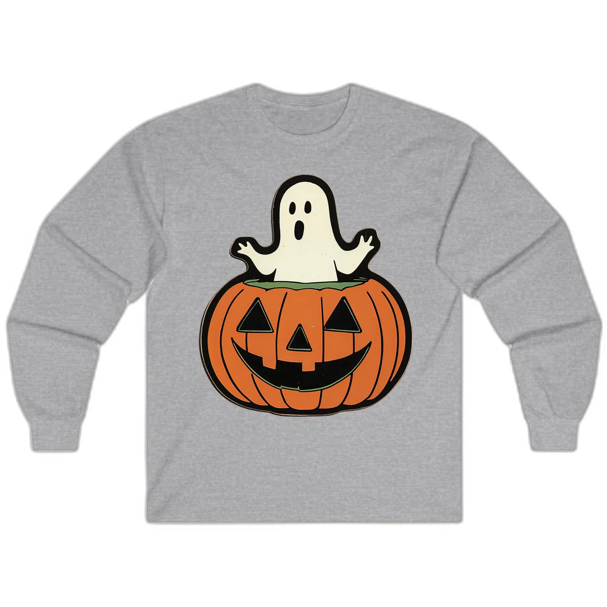 Ghost In Pumpkin Patch Long Sleeve in Sport Grey