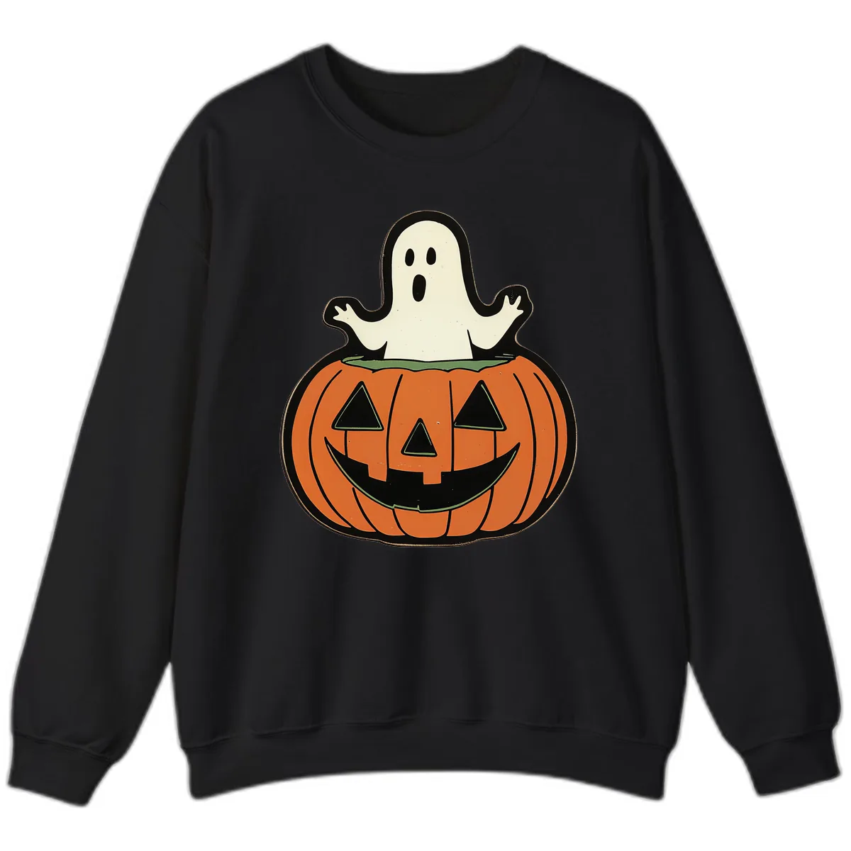 Ghost In Pumpkin Patch Sweatshirt in Black