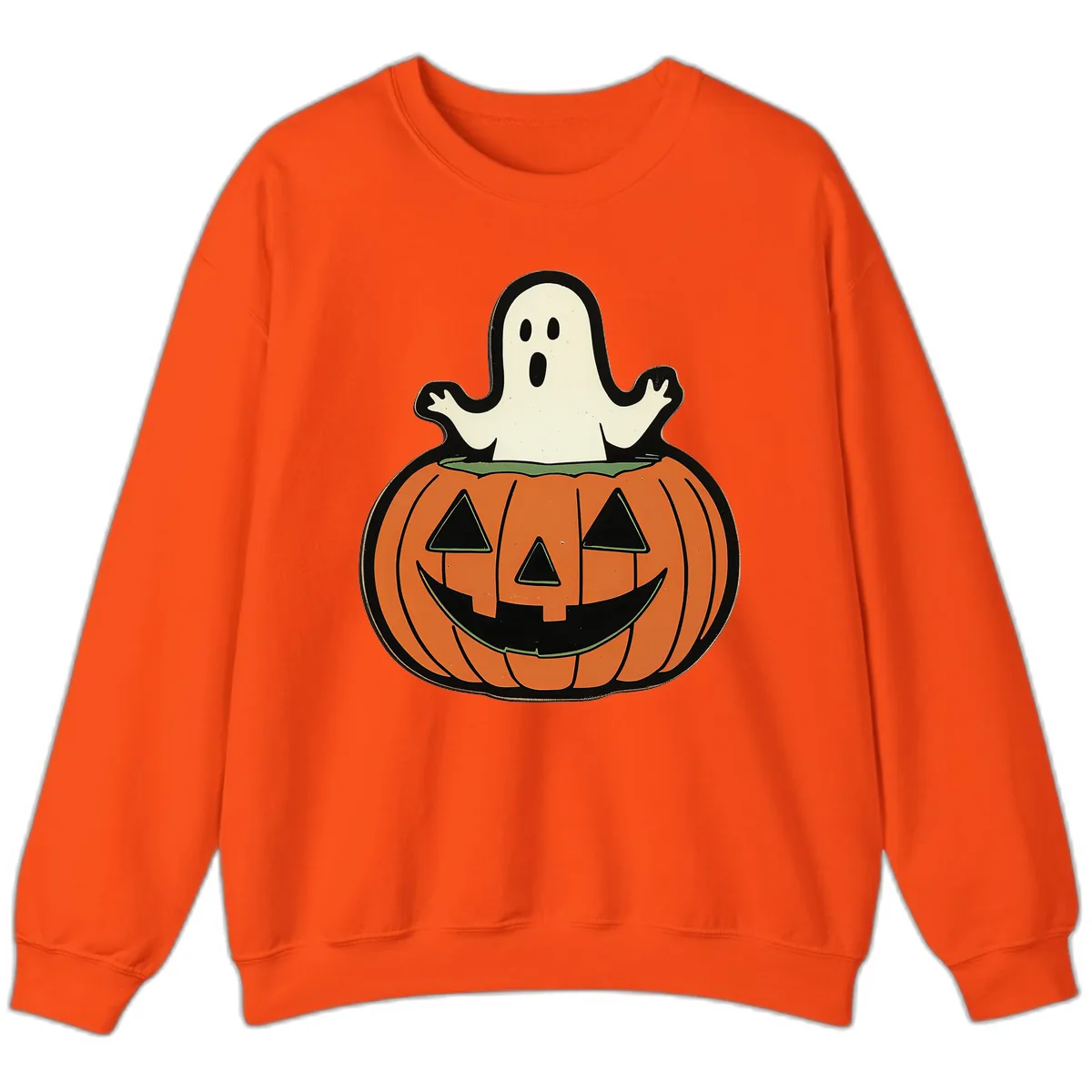 Ghost In Pumpkin Patch Sweatshirt in Orange