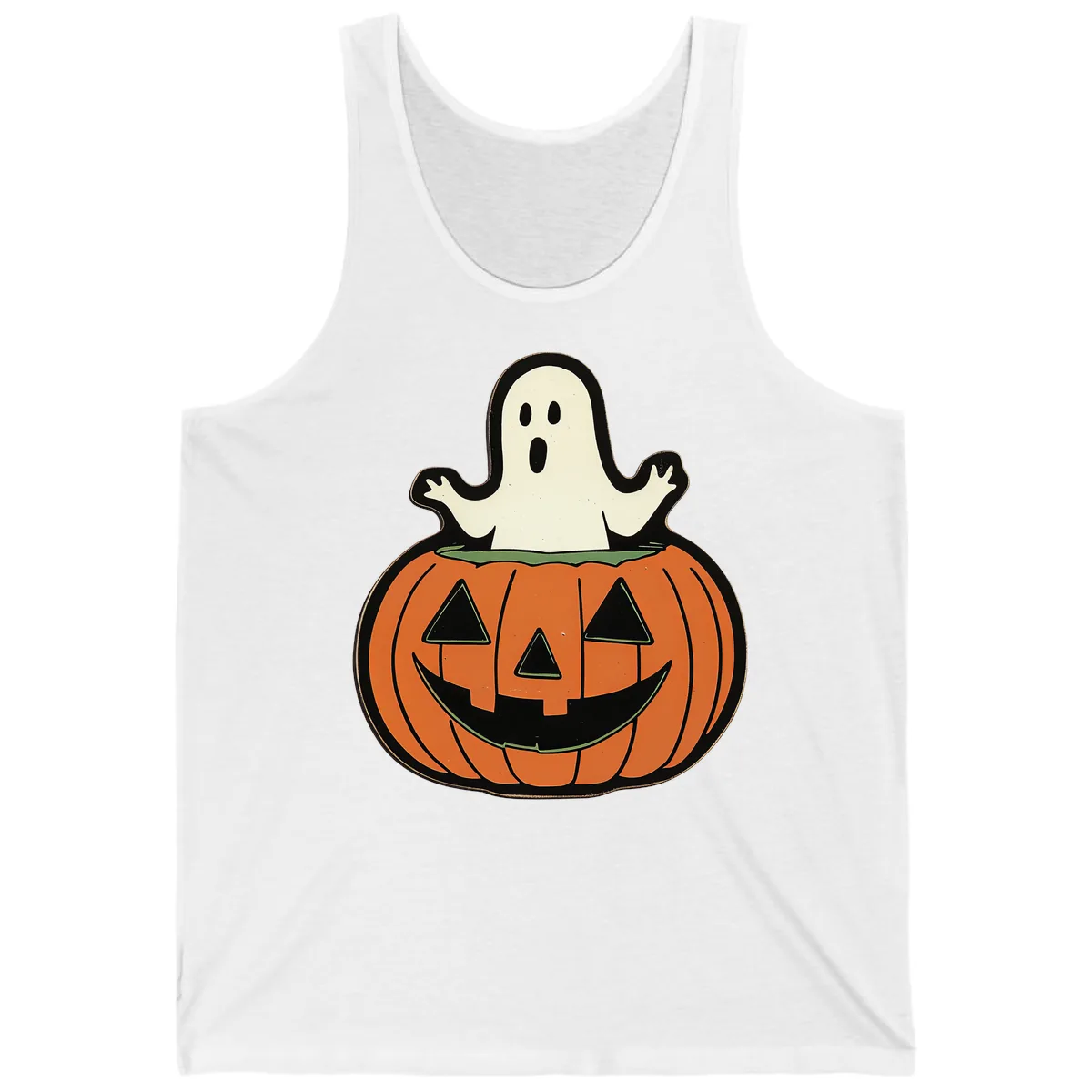 Ghost In Pumpkin Patch Tank in White