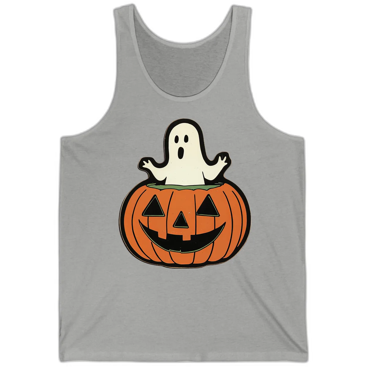 Ghost In Pumpkin Patch Tank in Athletic Heather