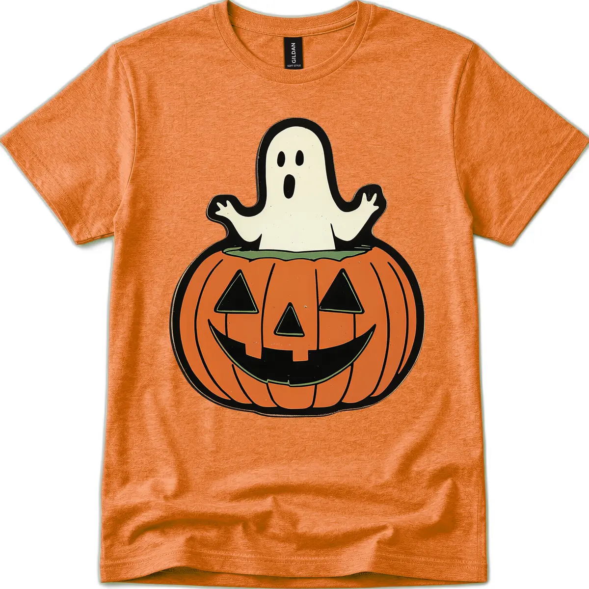Ghost In Pumpkin Patch T-Shirt in Heather Orange