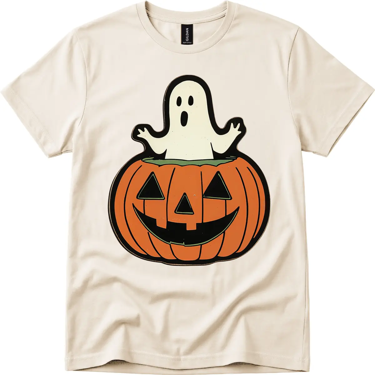 Ghost In Pumpkin Patch T-Shirt in Natural