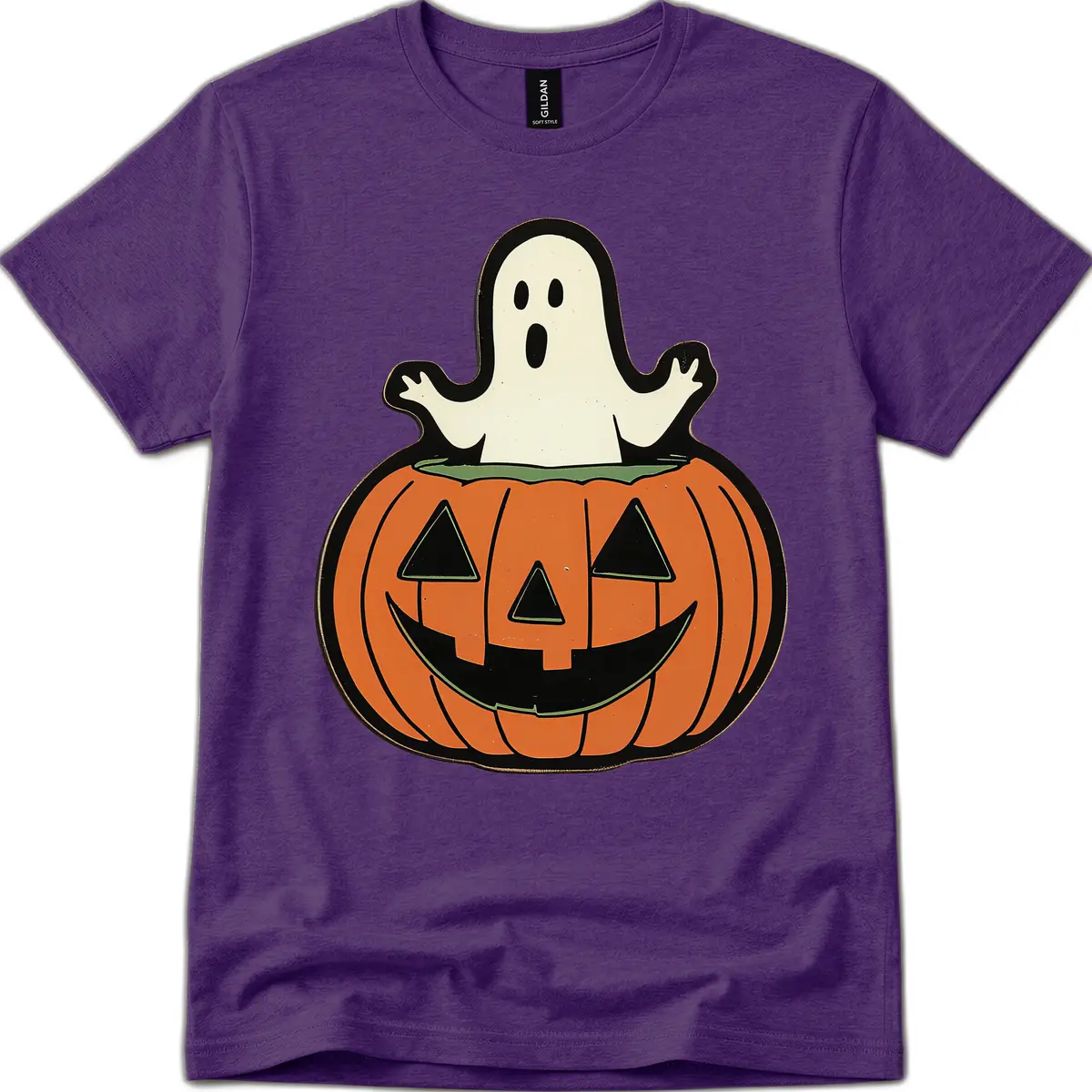 Ghost In Pumpkin Patch T-Shirt in Purple