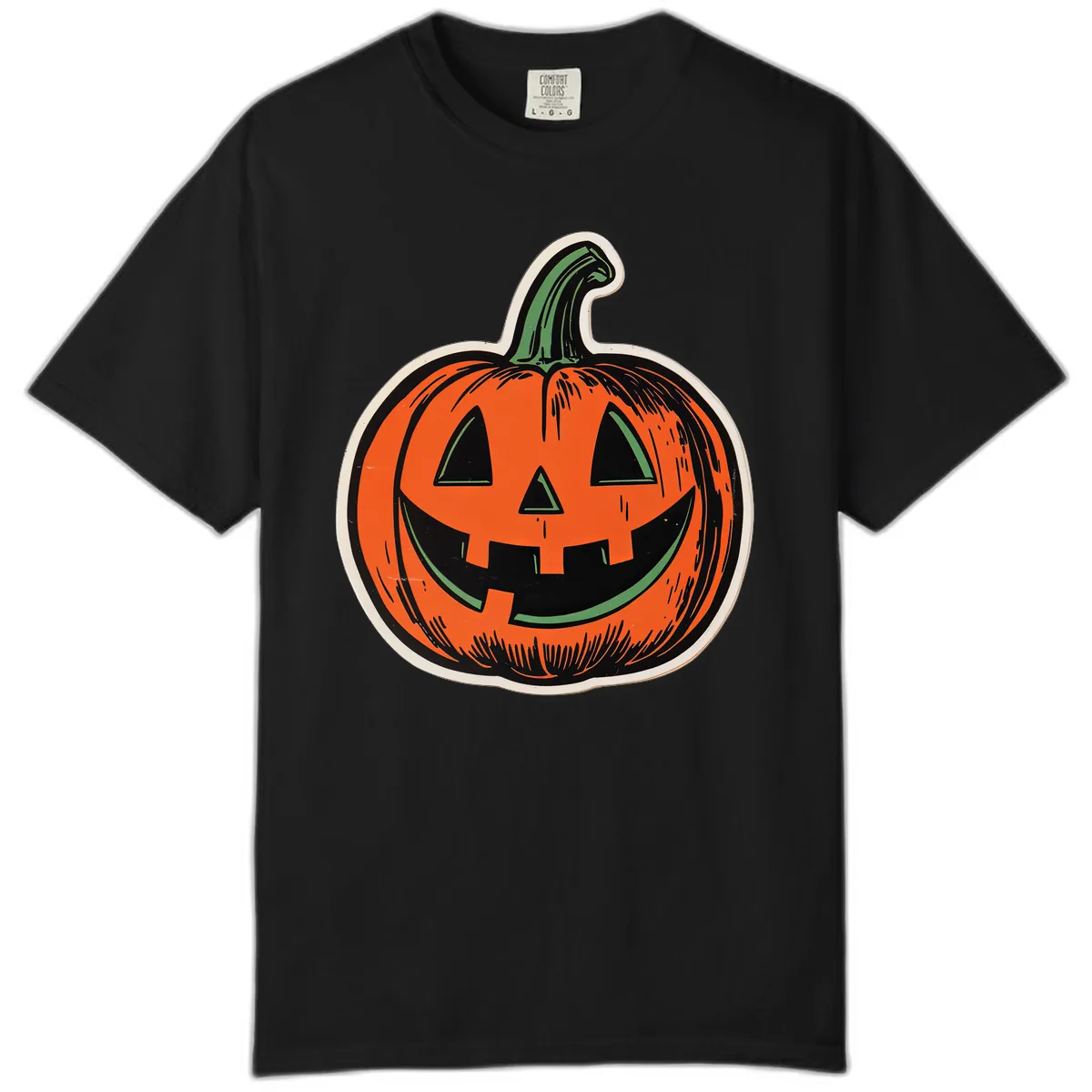 Spooky Jack O Lantern Face Comfort Color in Black