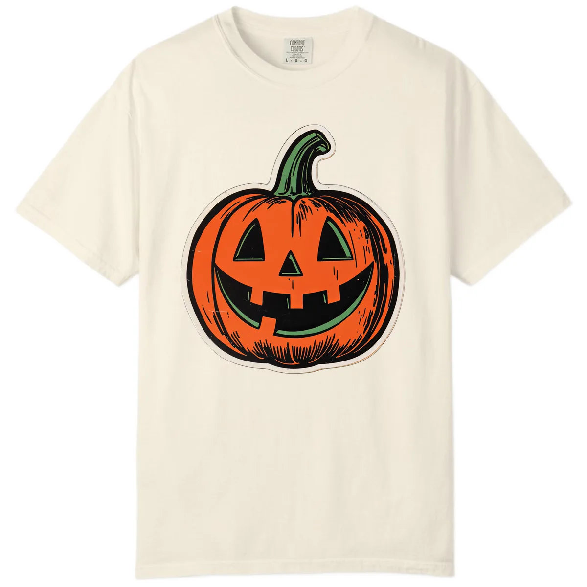 Spooky Jack O Lantern Face Comfort Color in Ivory