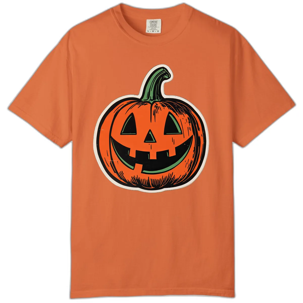 Spooky Jack O Lantern Face Comfort Color in Burnt Orange
