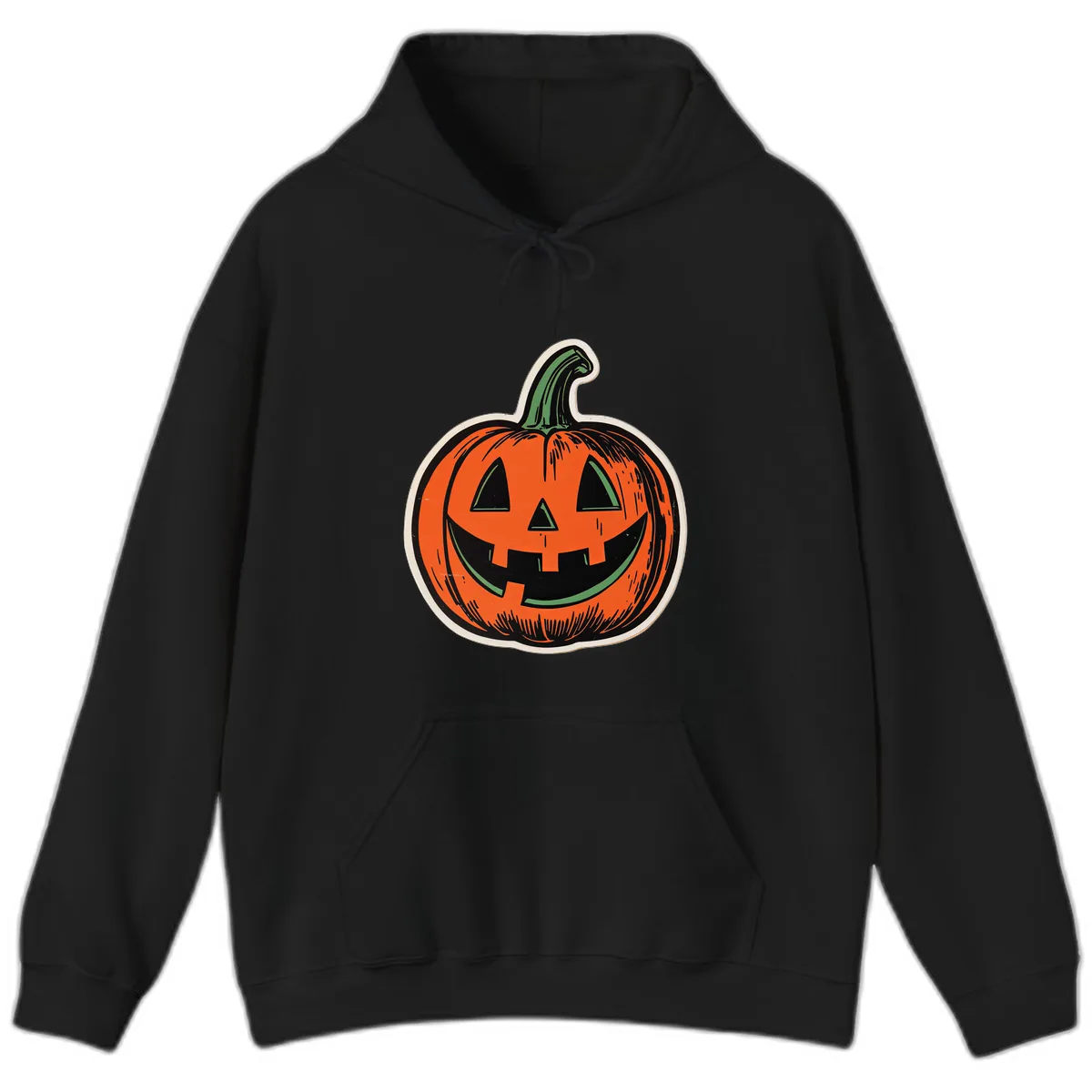 Spooky Jack O Lantern Face Hoodie in Black