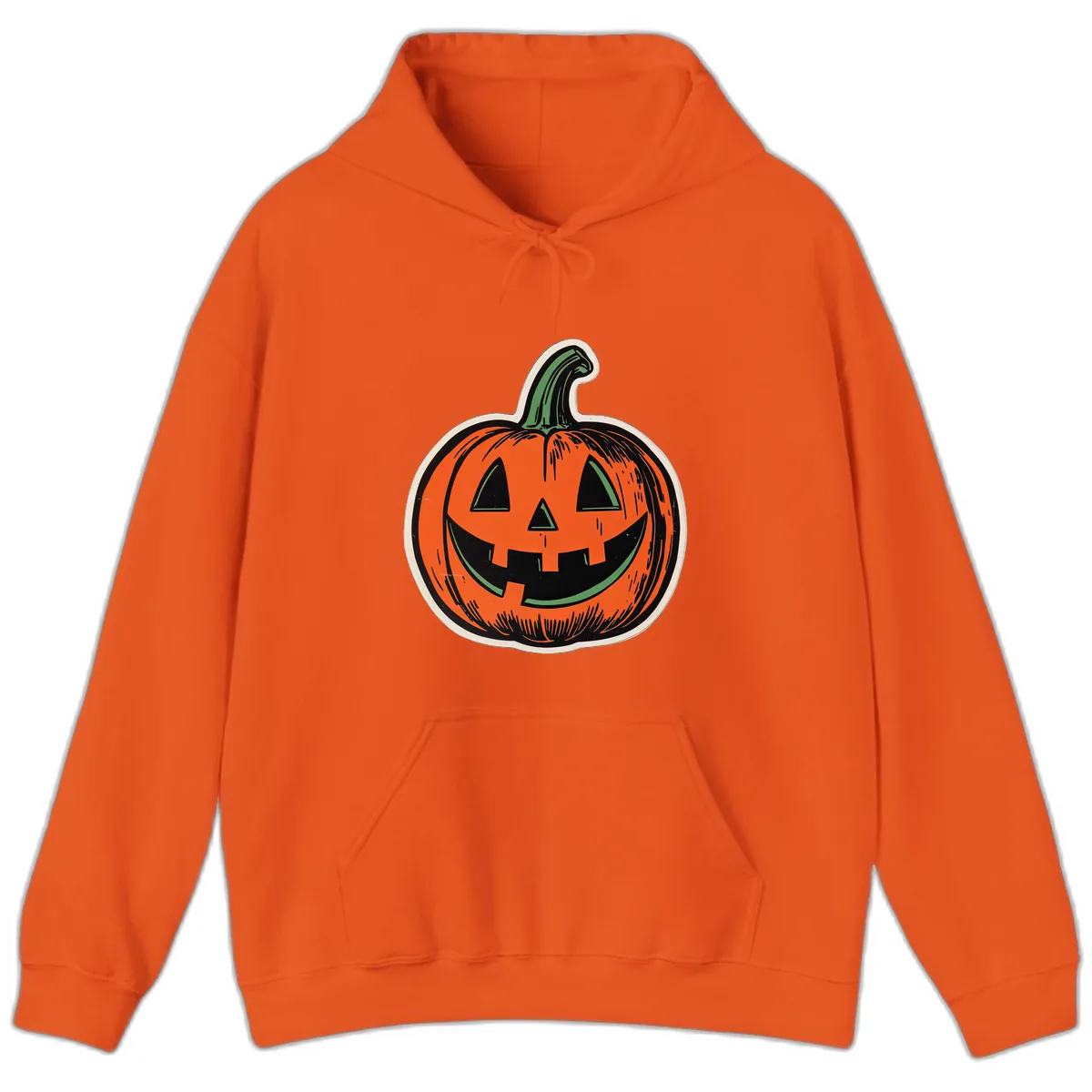 Spooky Jack O Lantern Face Hoodie in Orange