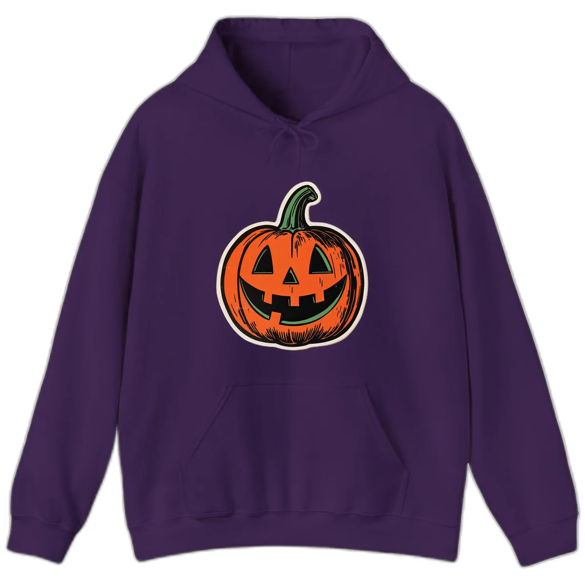 Spooky Jack O Lantern Face Hoodie in Purple