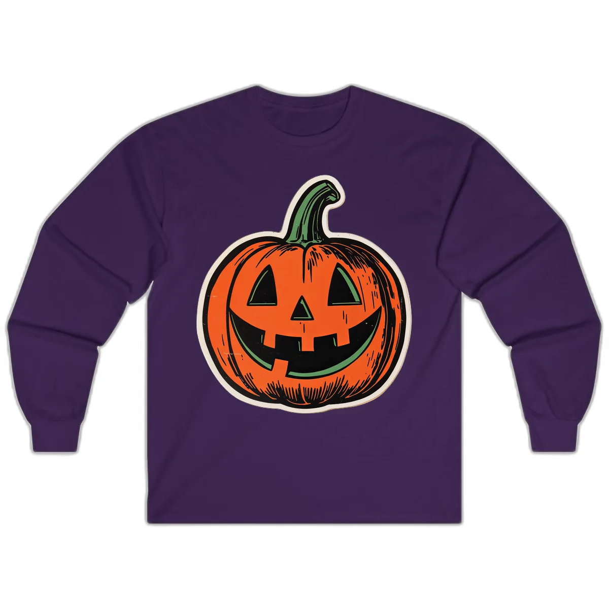 Spooky Jack O Lantern Face Long Sleeve in Purple