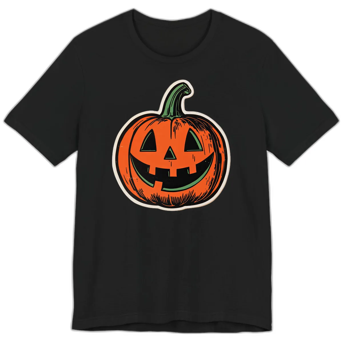 Spooky Jack O Lantern Face Premium T-Shirt in Black