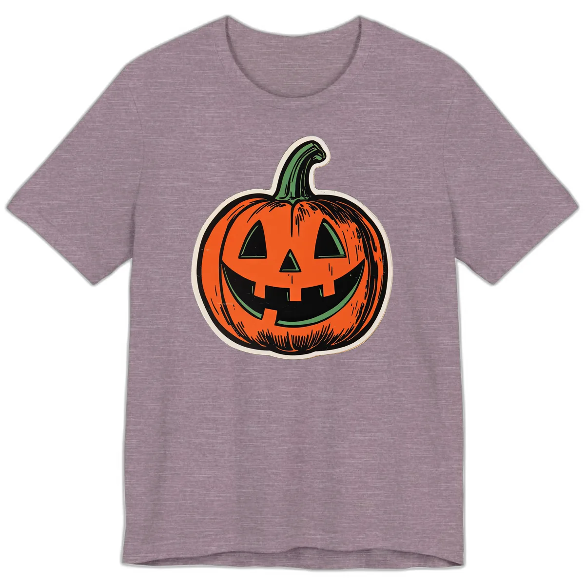 Spooky Jack O Lantern Face Premium T-Shirt in Heather Purple