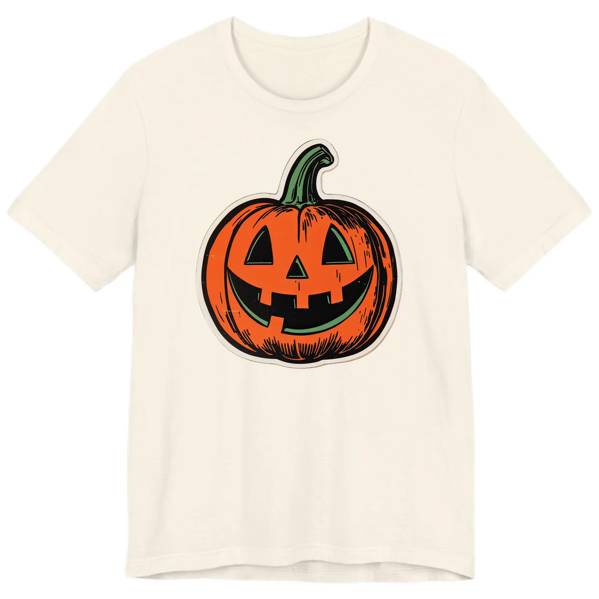 Spooky Jack O Lantern Face Premium T-Shirt in Natural