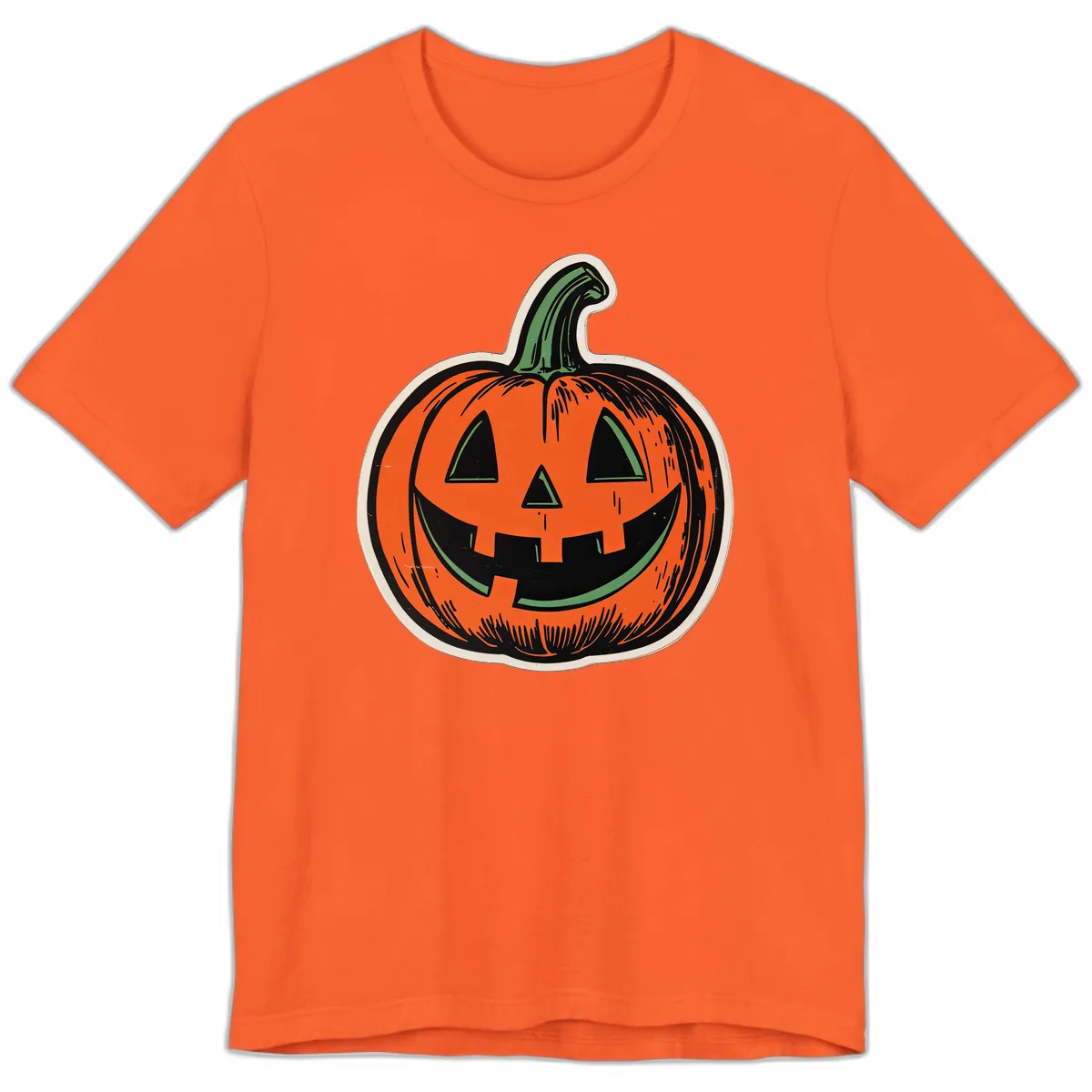 Spooky Jack O Lantern Face Premium T-Shirt in Orange