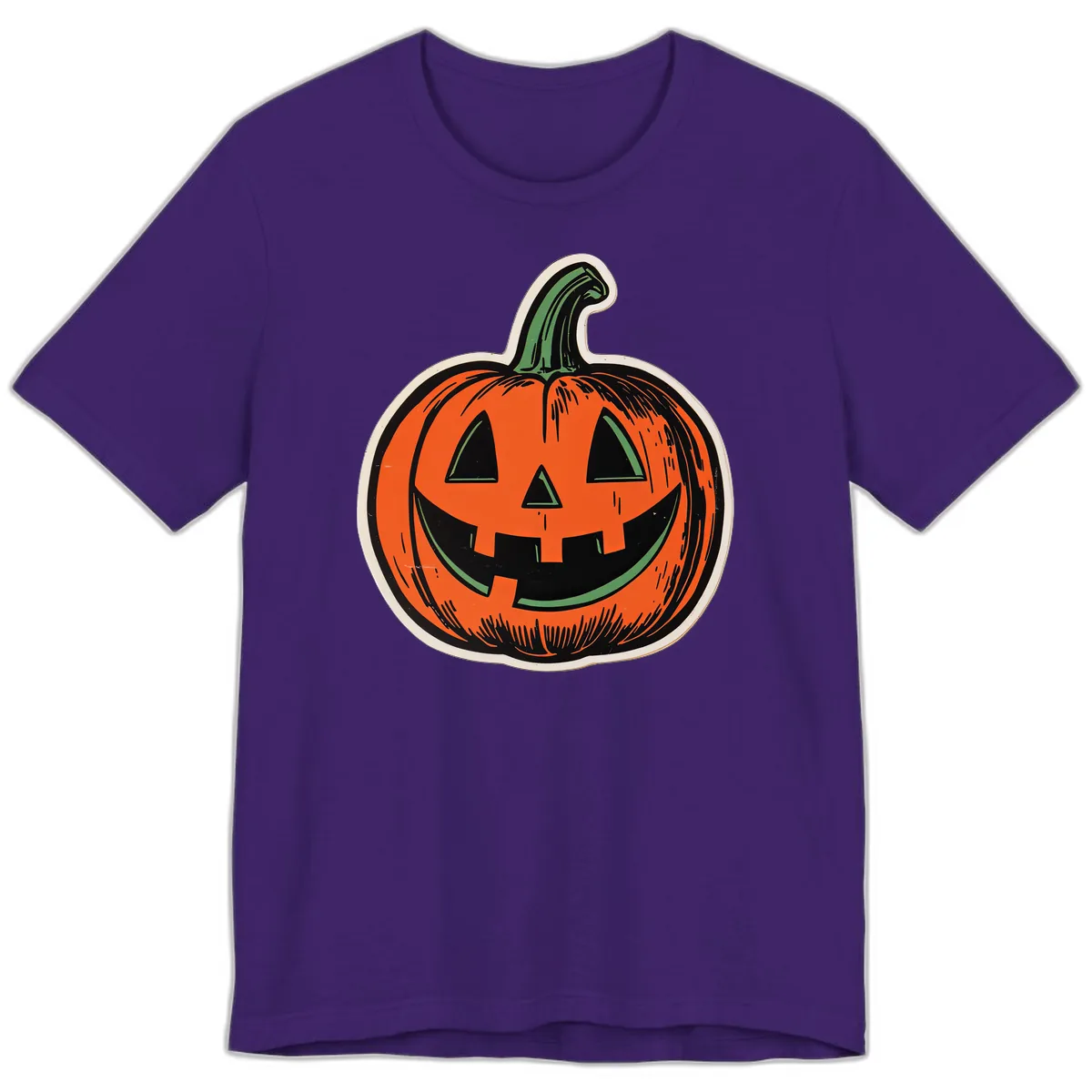 Spooky Jack O Lantern Face Premium T-Shirt in Team Purple