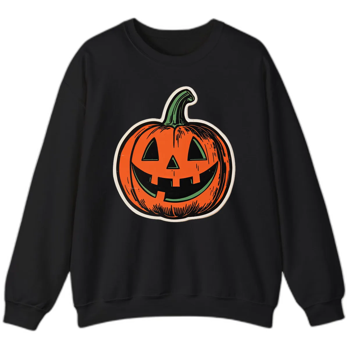 Spooky Jack O Lantern Face Sweatshirt in Black