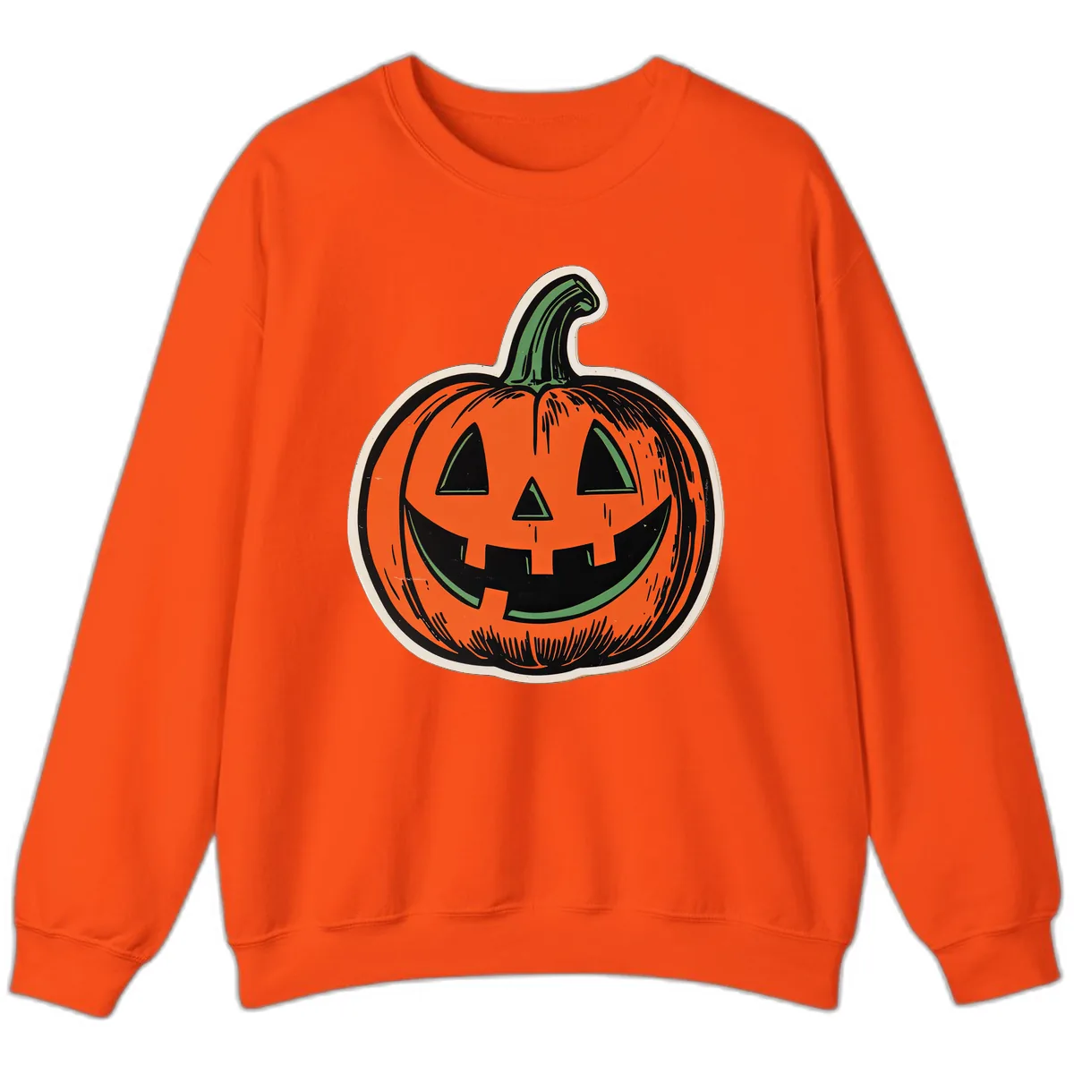 Spooky Jack O Lantern Face Sweatshirt in Orange