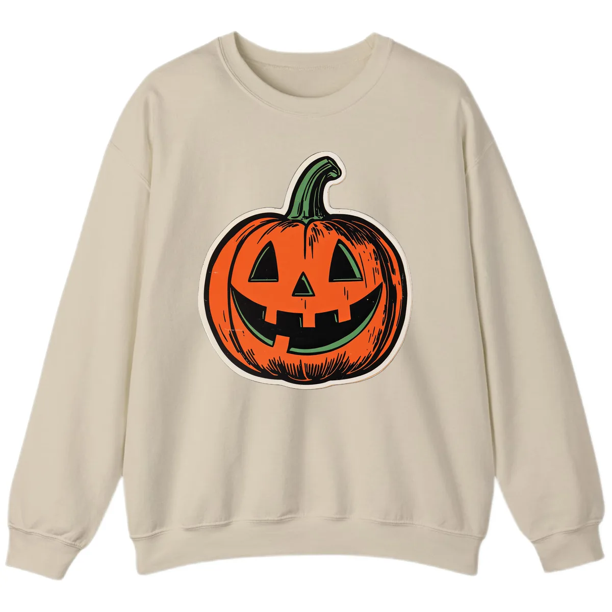 Spooky Jack O Lantern Face Sweatshirt in Sand