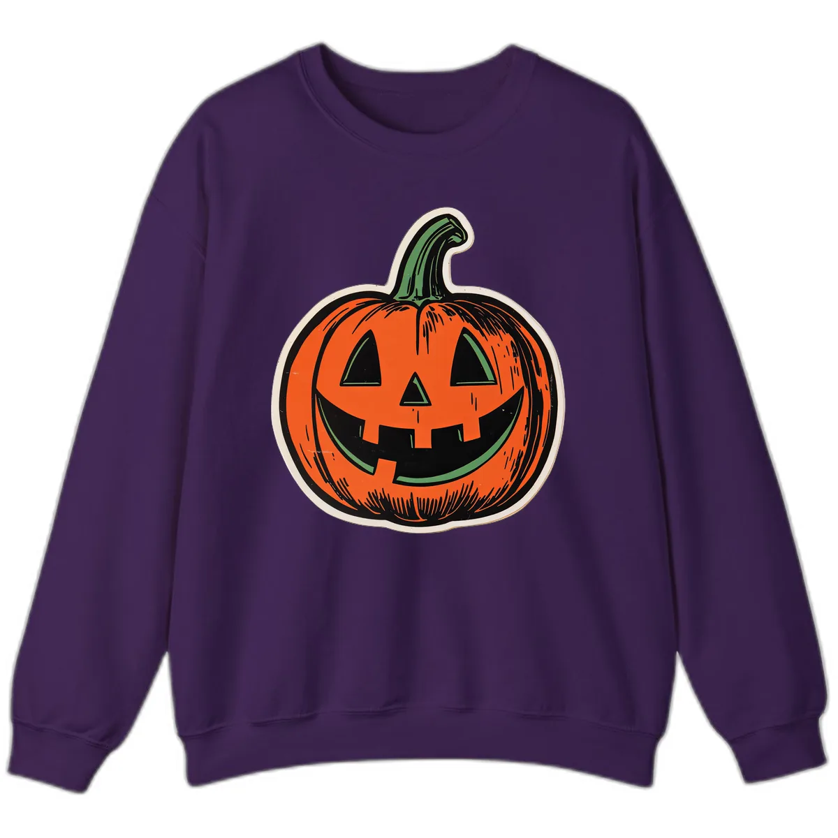 Spooky Jack O Lantern Face Sweatshirt in Purple