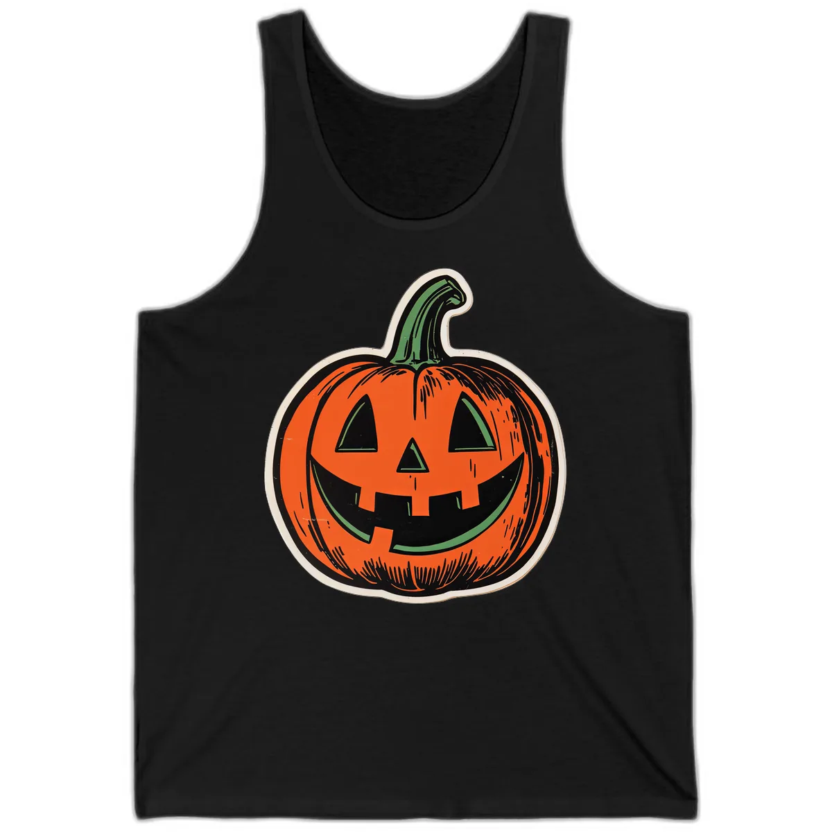 Spooky Jack O Lantern Face Tank in Black