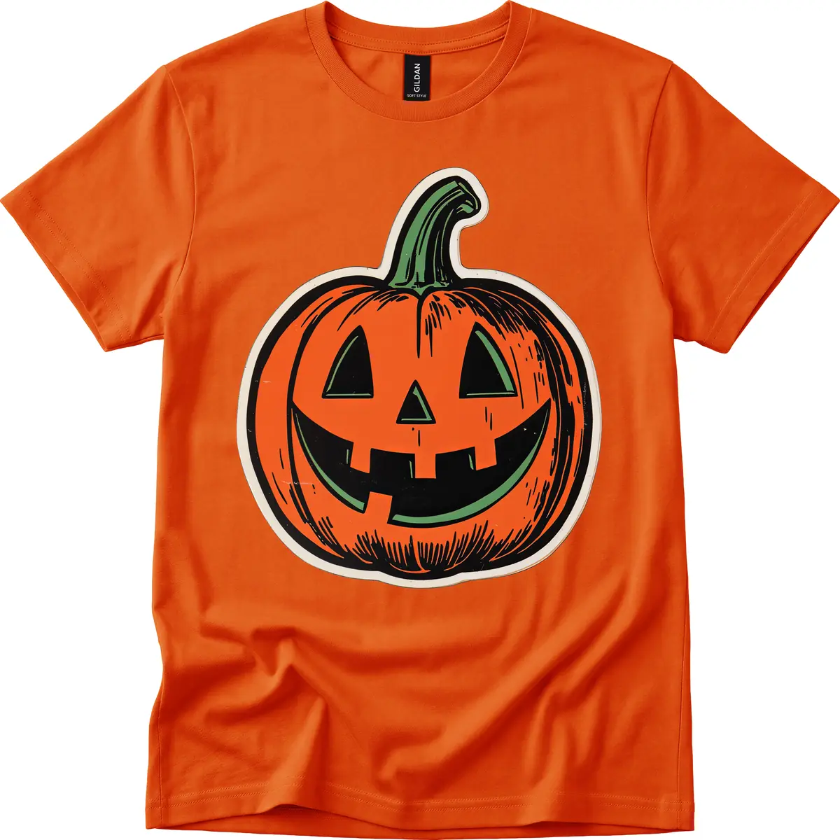 Spooky Jack O Lantern Face T-Shirt in Orange