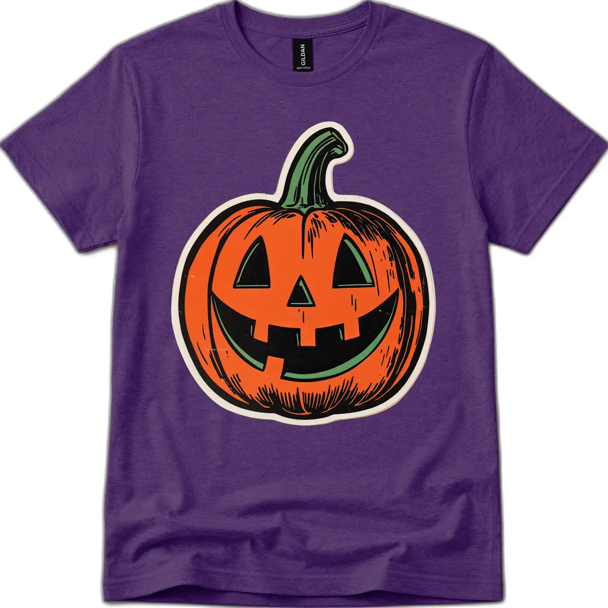 Spooky Jack O Lantern Face T-Shirt in Purple