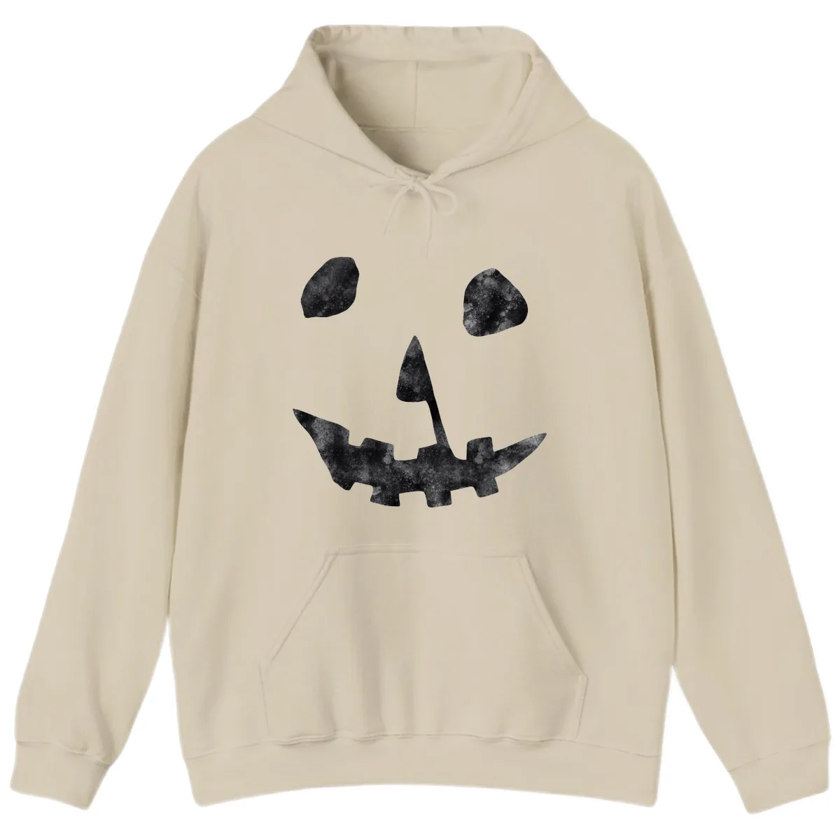 Spooky Jack O'Lantern Face Hoodie in Sand
